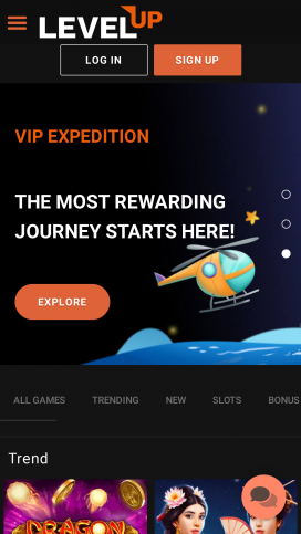 LevelUp Casino Apps Homepage