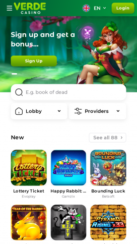 Verde Casino Apps Homepage