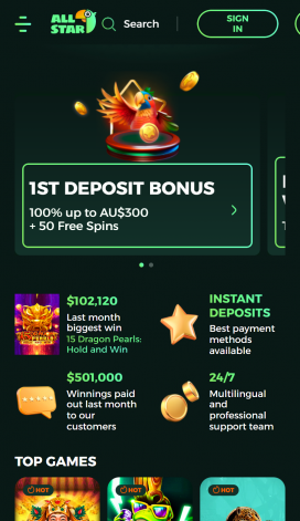 AllStar Casino Apps Homepage