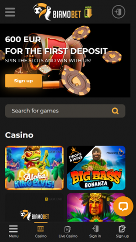 Biamo.bet Casino Apps Homepage