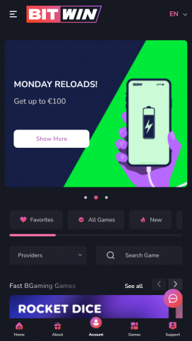 BitWin Casino Apps Homepage