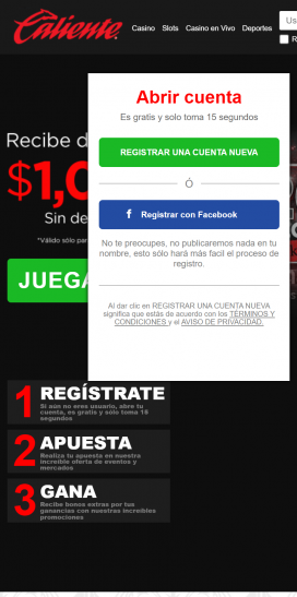 Caliente Casino Apps Homepage