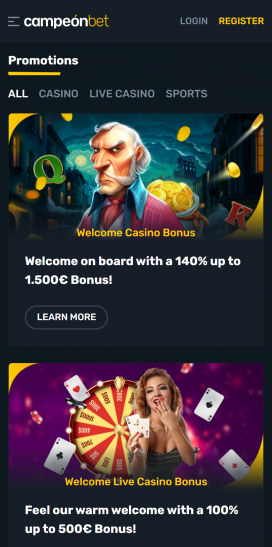 Campeonbet Casino Apps Homepage