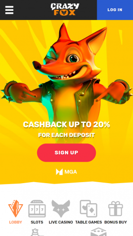 CrazyFox Casino Apps Homepage