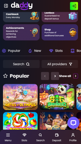 daddy Casino Apps Homepage