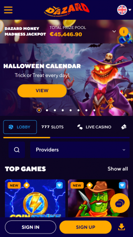 Dazard Casino Apps Homepage