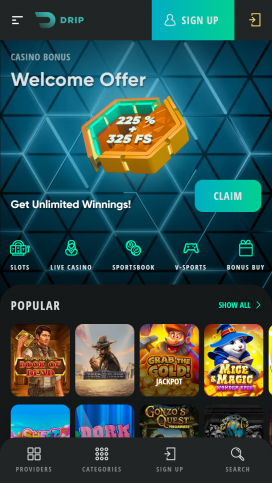 Drip Casino Apps Homepage