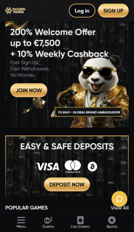 Golden Panda Casino Homepage