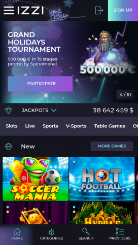 Izzi Casino Apps Homepage
