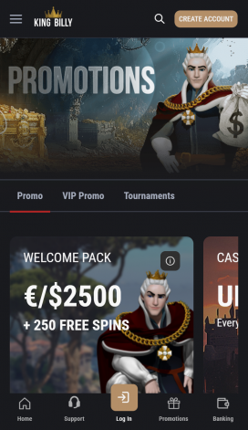 KingBilly Casino Apps Homepage