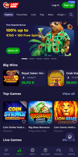 Lazybar Casino Apps Homepage