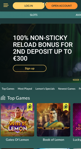 Lemon Casino Apps Homepage