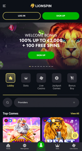 LionSpin Casino Apps Homepage