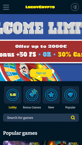 LuckyCrypto Apps Homepage