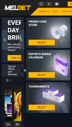 MELbet Casino App Homepage