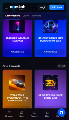 OneSlot Casino Apps Homepage