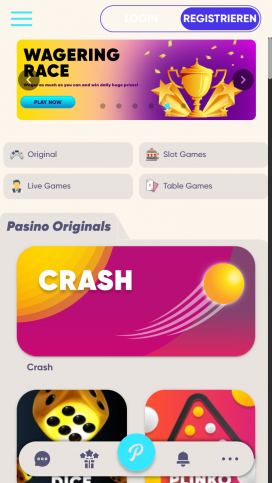 Pasino Casino App Homepage