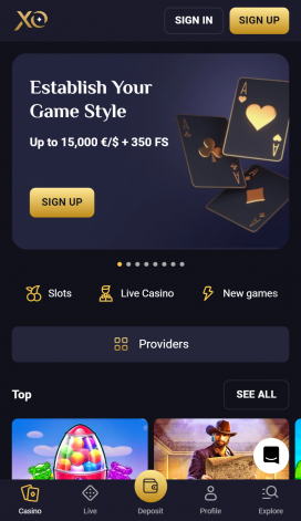 RollXO Casino Apps Homepage