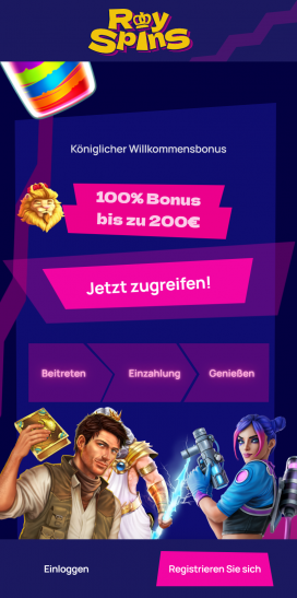 RoySpins Apps Homepage