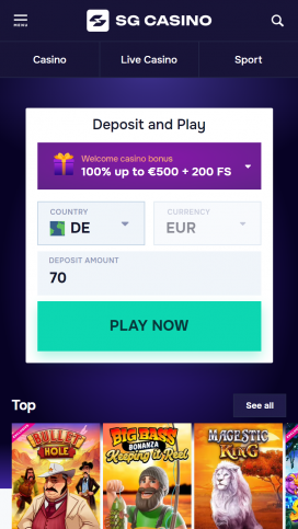 SGCasino Apps Homepage