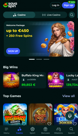Savaspin Casino Apps Homepage