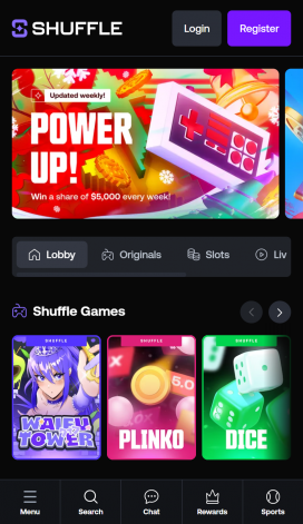 Shuffle Casino Apps Homepage