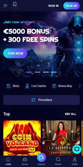 SpinJo Casino Apps Homepage