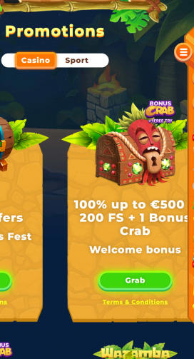 Wazamba Casino Apps Homepage