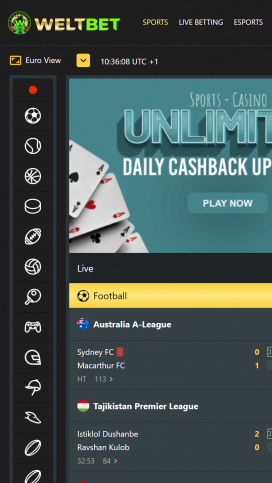 Weltbet Apps Homepage