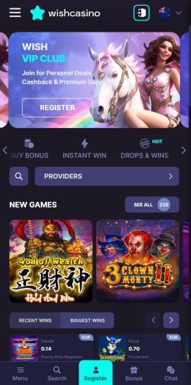 WishCasino Apps Homepage