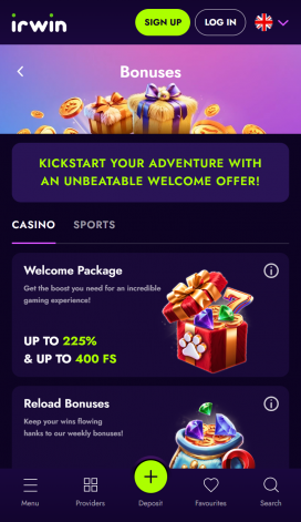 Irwin Casino Apps Homepage