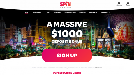 Página de Inicio de Spin Casino