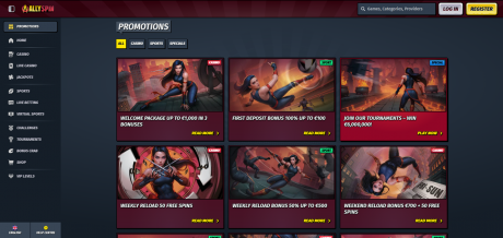 AllySpin Casinos Homepage
