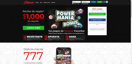 Caliente Casino's Homepage