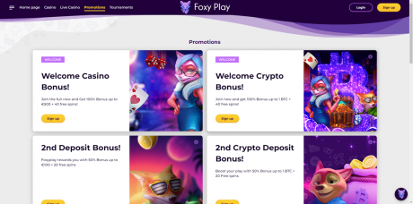 FoxyPlay Casinos Homepage