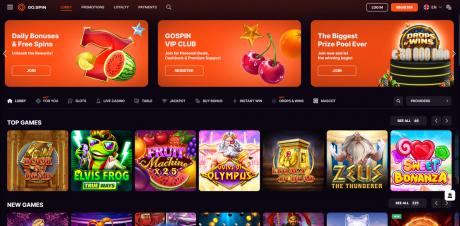 GoSpin Casinos Homepage