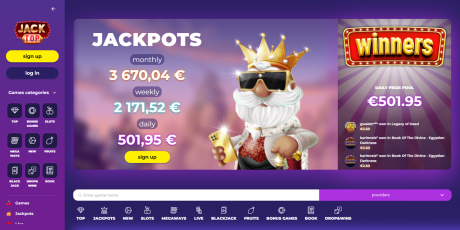 JackTop Casinos Homepage