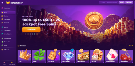 KingMaker Casinos Homepage