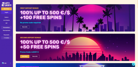 Letslucky Casinos Homepage