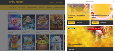 Lucky Spins Homepage