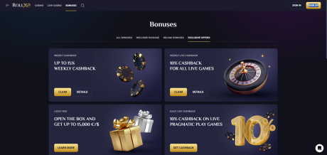 RollXO Casinos Homepage