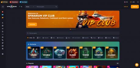 SpinArium Casinos Homepage