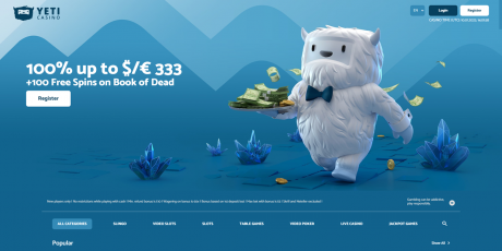 Yeti Casinos Homepage
