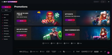 Bitstrike Casinos Homepage
