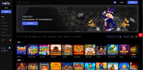 Mirax Casinos Homepage